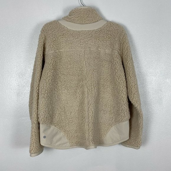 Zella Faux Shearling Pullover 1/2 Zip Fleece Beige - Picture 10 of 10